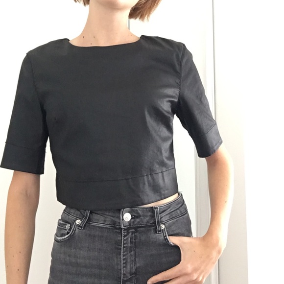 3x1 Black Crop Top - Picture 1 of 6